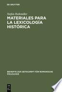 libro Materiales Para La Lexicología Histórica