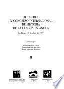 libro Actas Del Iv Congreso Internacional De Historia De La Lengua Española